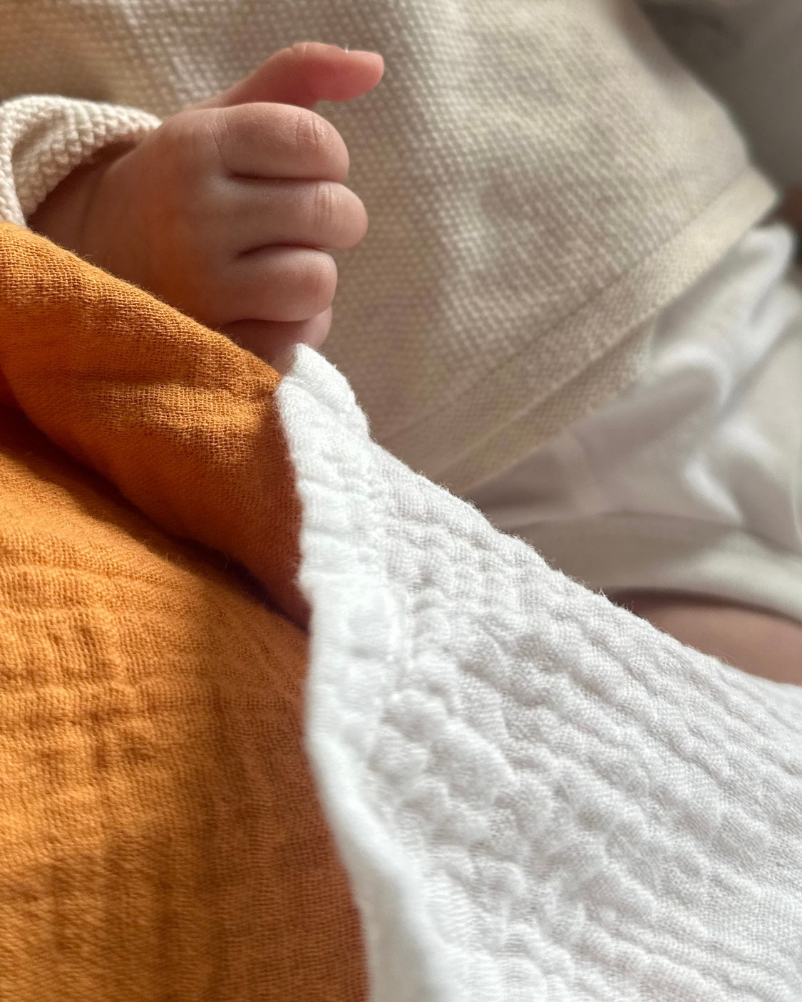 3-pack Muslin squares Orange/White