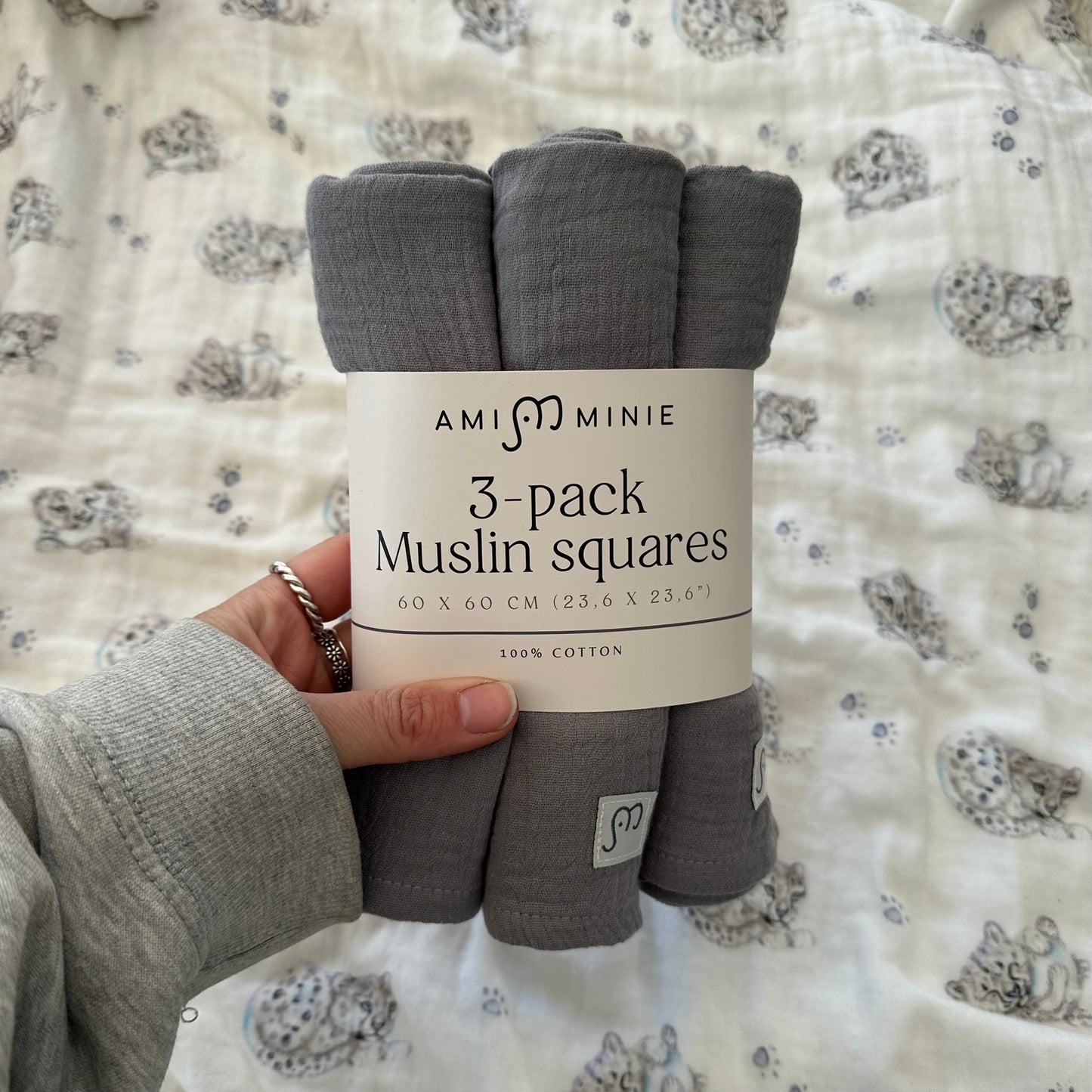 3-pack Muslin squares Blue/Grey/White