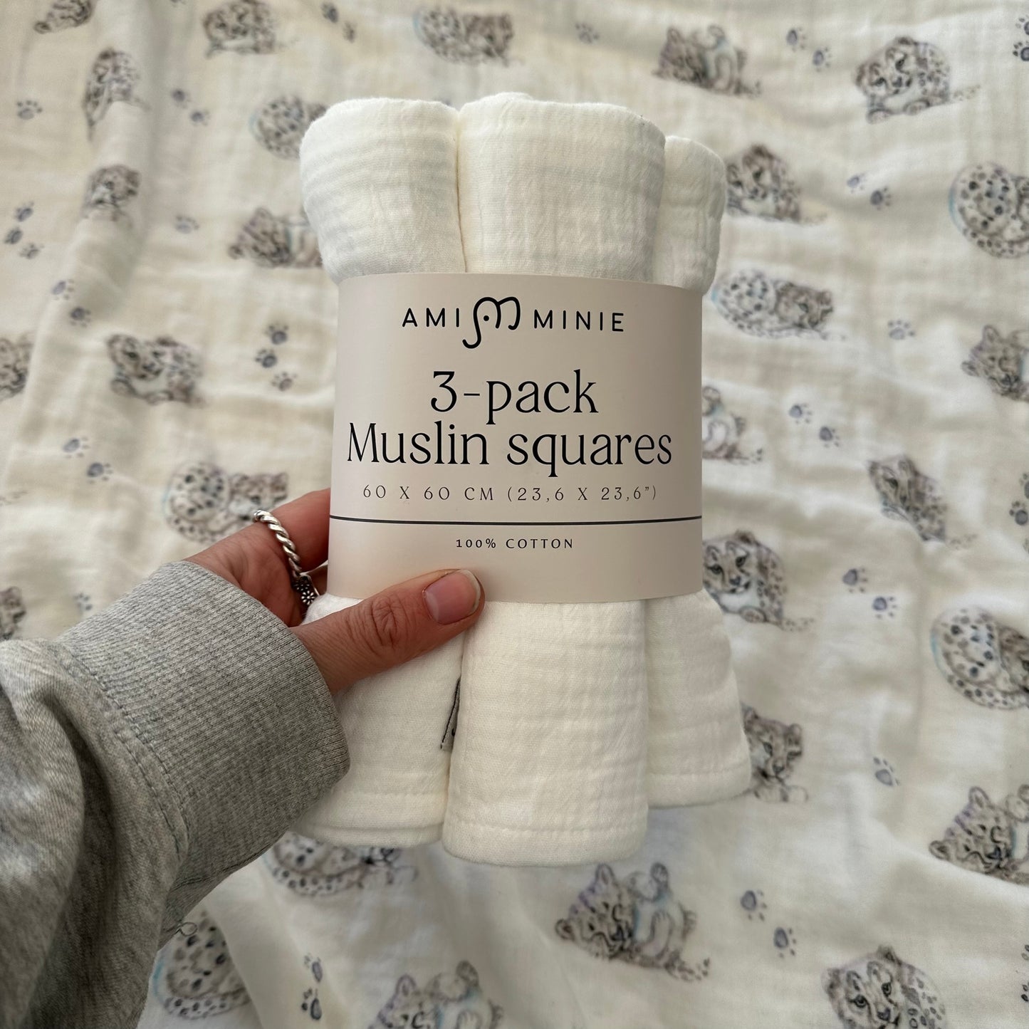 3-pack Muslin squares Orange/White