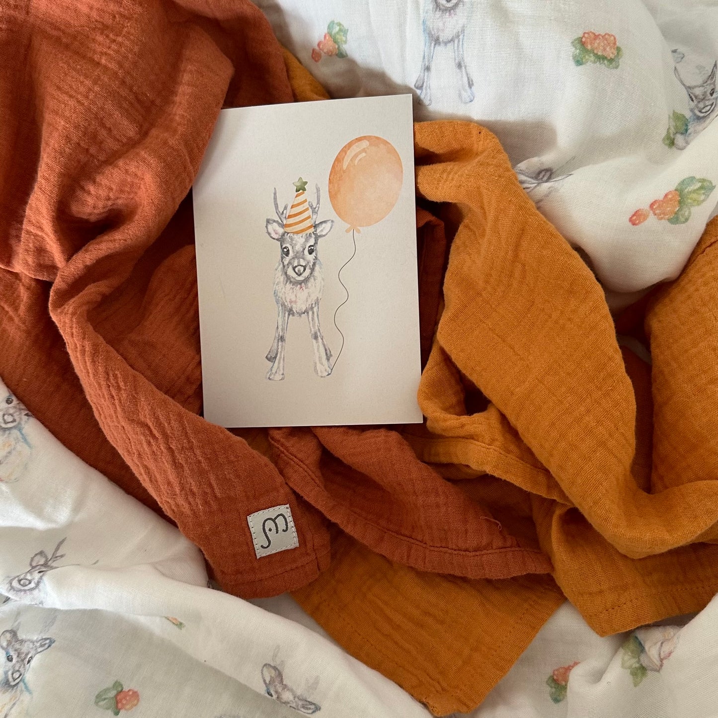 3-pack Muslin squares Orange/White