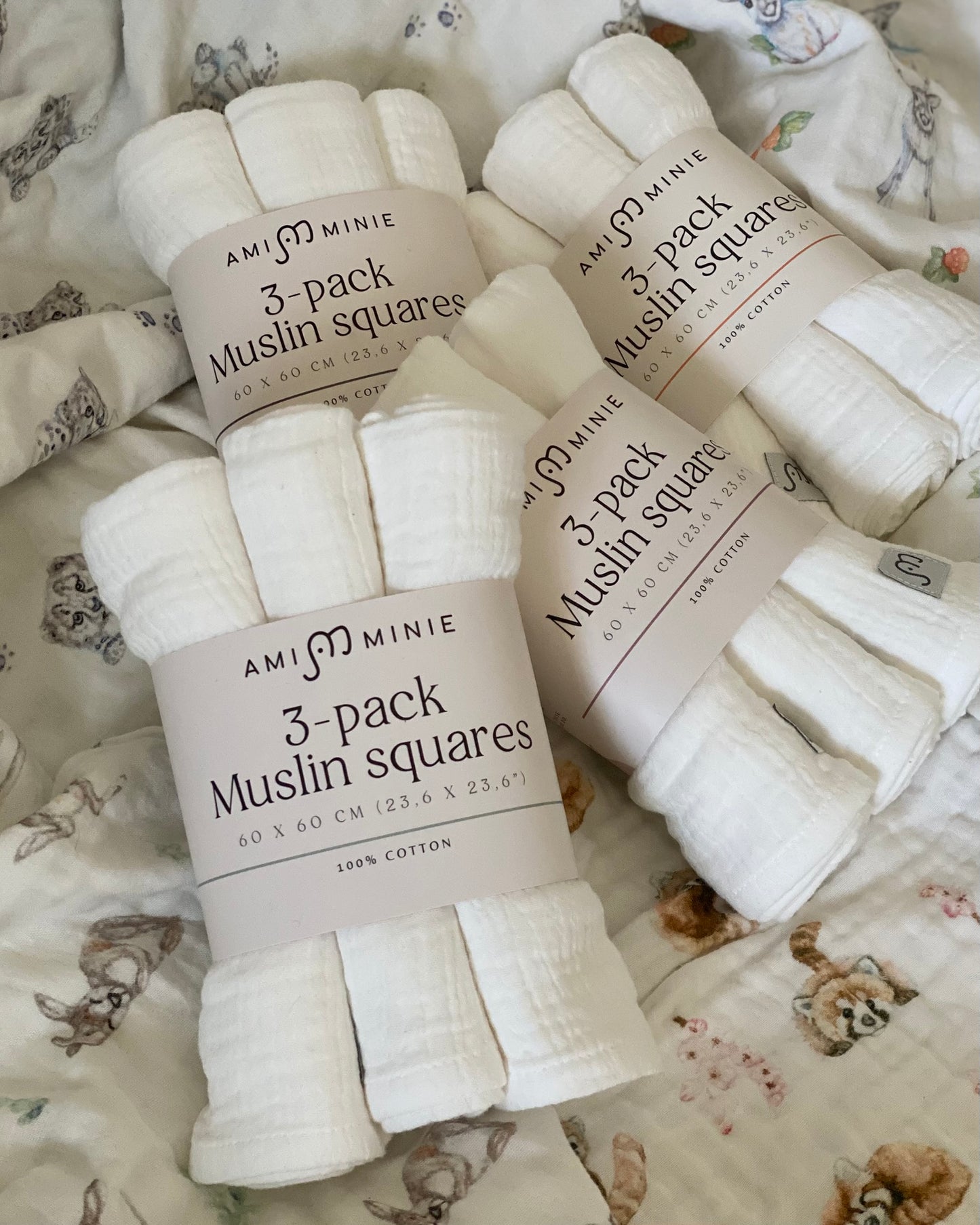 3-pack Muslin squares Orange/White