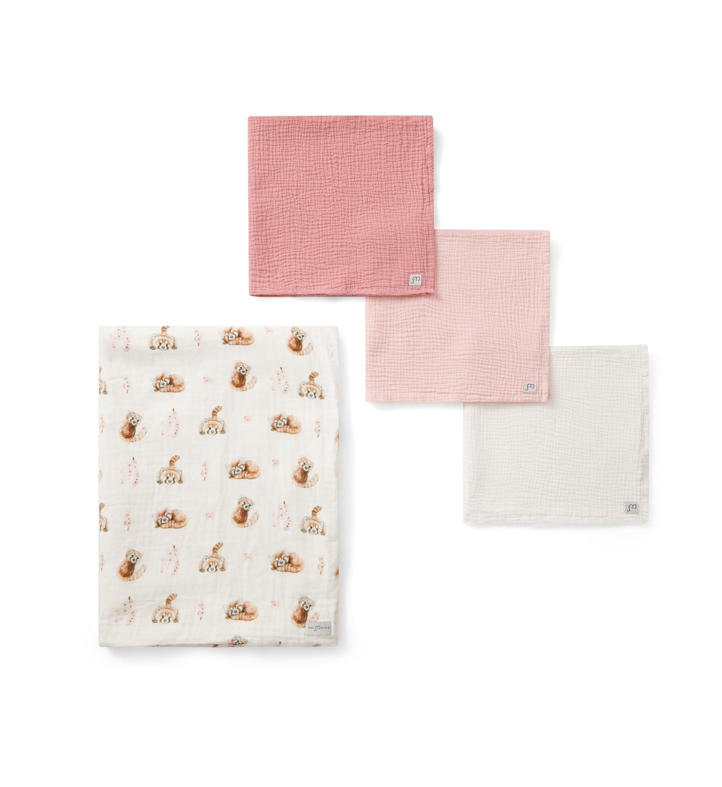 Rae the Red panda + 3-pack Muslin squares