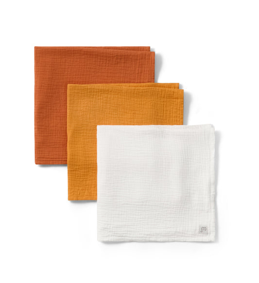 3-pack Muslin squares Orange/White