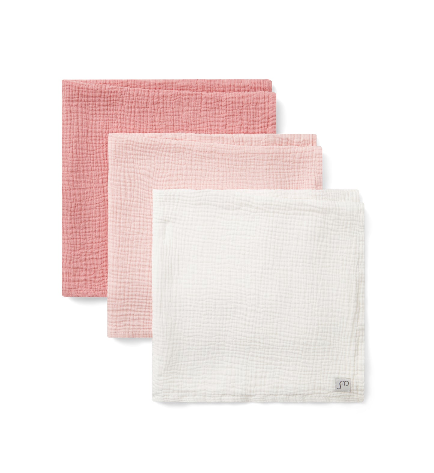 3-pack Muslin squares Pink/White
